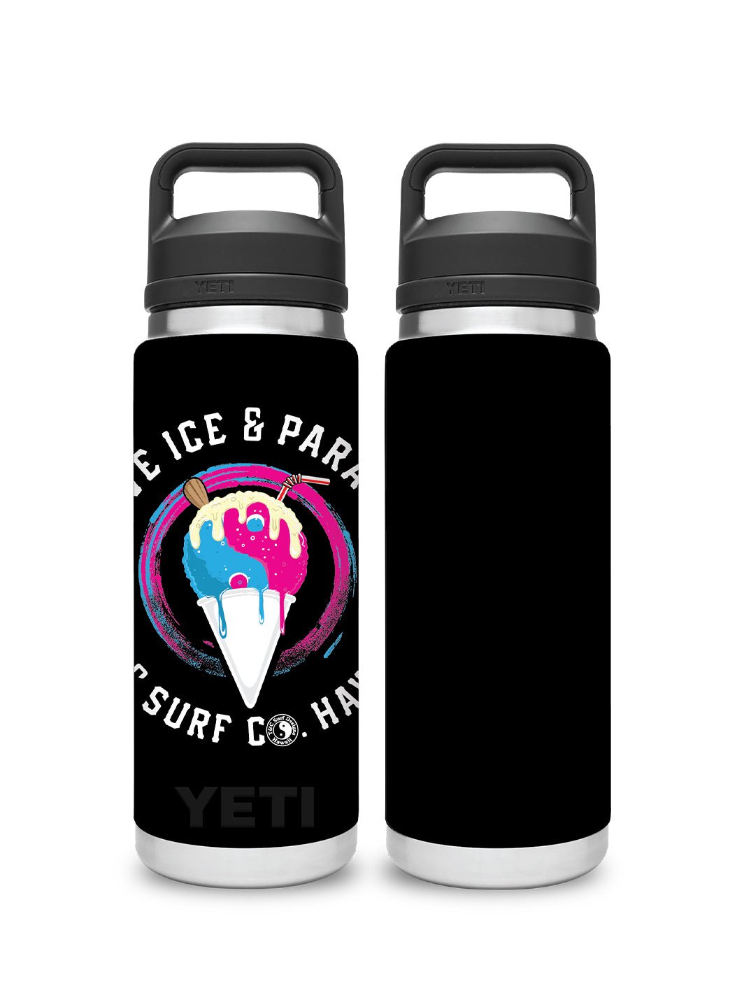 T&C Surf Designs T&C Surf 26 oz Shave Ice and Paradise Rambler Yeti Bottle with Chug Cap, Black