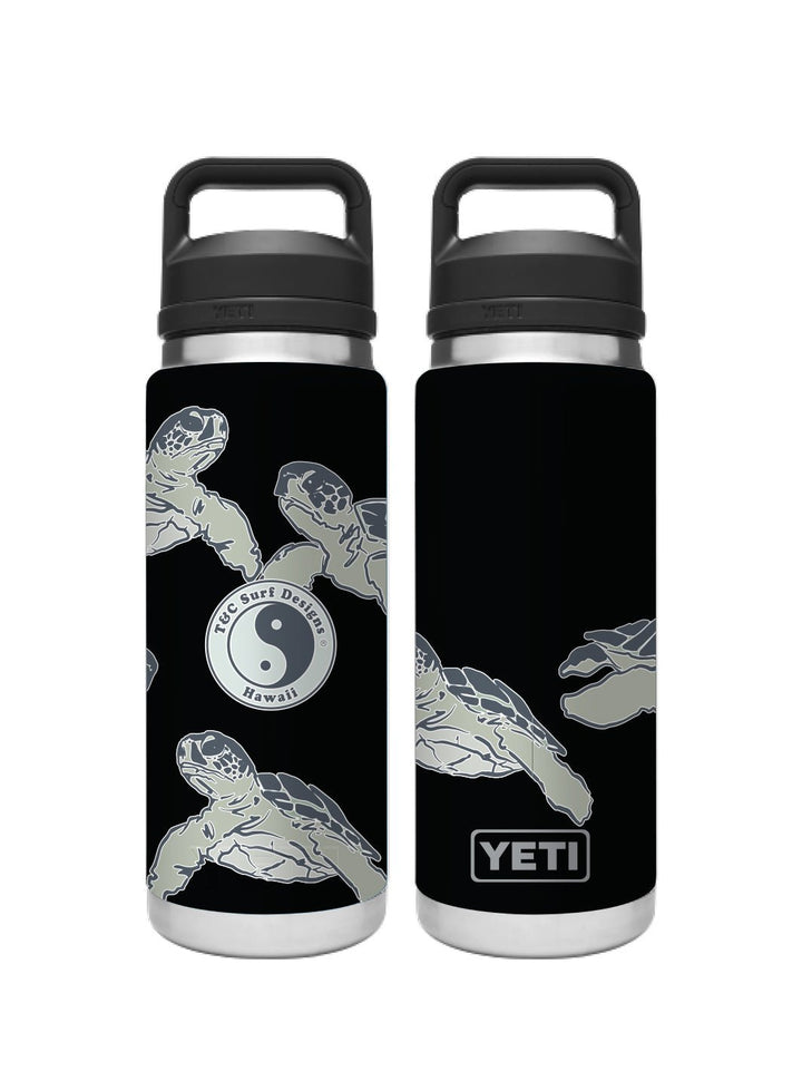 T&C Surf Designs T&C Surf 26 oz Honu Palm Rambler Yeti Bottle with Chug Cap, Black