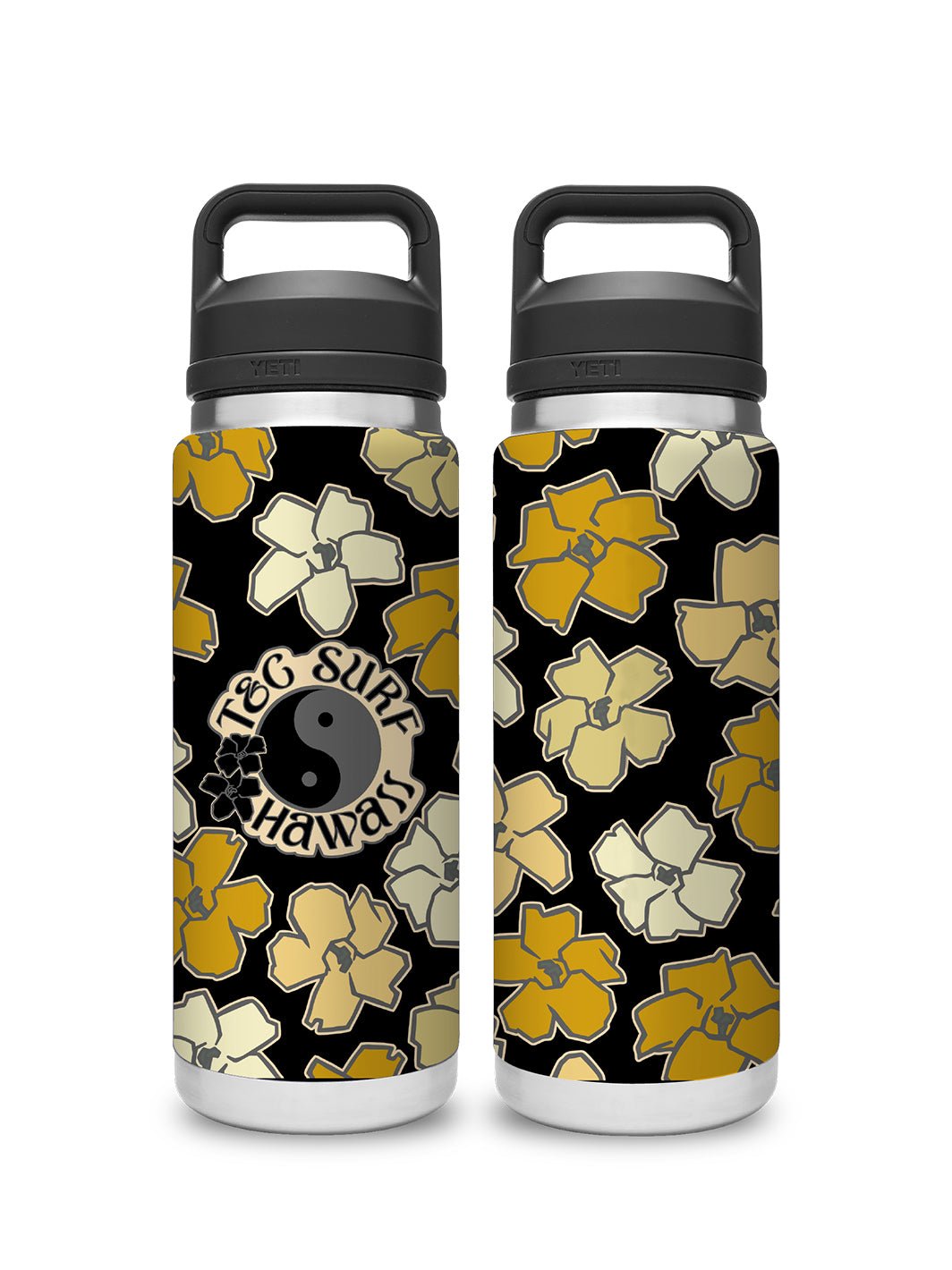 T&C Surf Designs T&C Surf 26 oz Puakenikeni Zig Zag Rambler Yeti Bottle with Chug Cap, Black