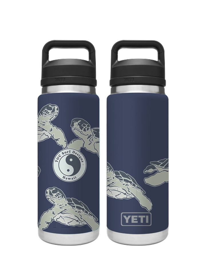 T&C Surf Designs T&C Surf 26 oz Honu Palm Rambler Yeti Bottle with Chug Cap, Navy