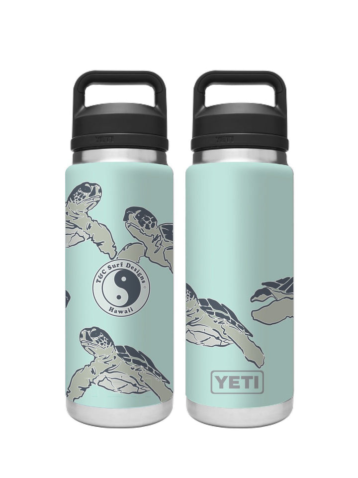 T&C Surf Designs T&C Surf 26 oz Honu Palm Rambler Yeti Bottle with Chug Cap, Seafoam