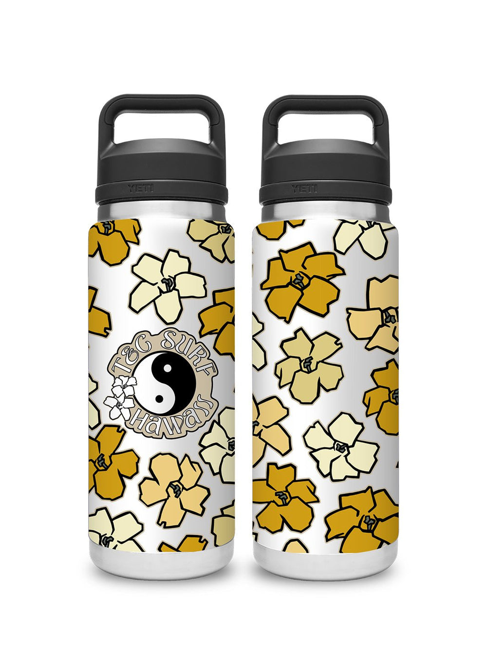 T&C Surf Designs T&C Surf 26 oz Puakenikeni Zig Zag Rambler Yeti Bottle with Chug Cap, White