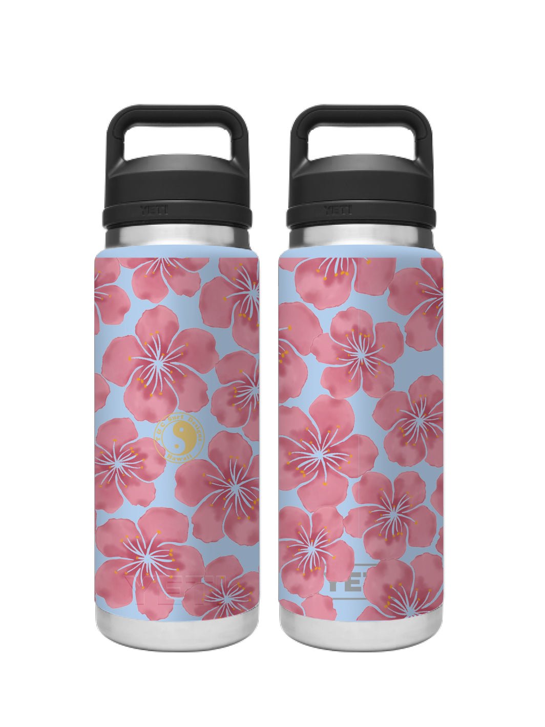 T&C Surf Designs T&C Surf 26 oz Watercolor Blossom Rambler Yeti Bottle with Chug Cap, Big Sky Blue