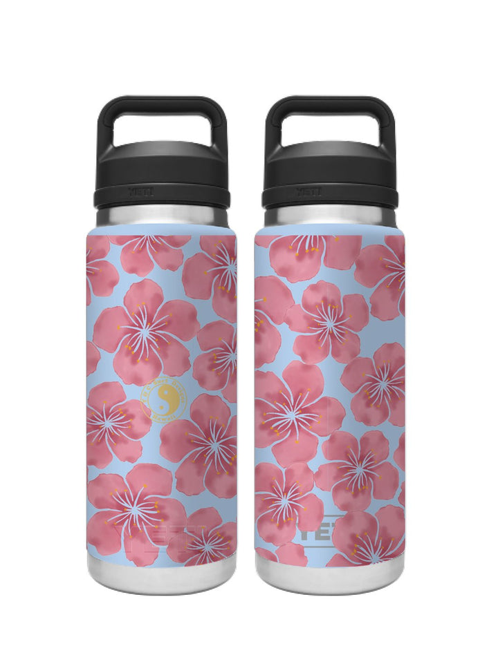 T&C Surf Designs T&C Surf 26 oz Watercolor Blossom Rambler Yeti Bottle with Chug Cap, Big Sky Blue