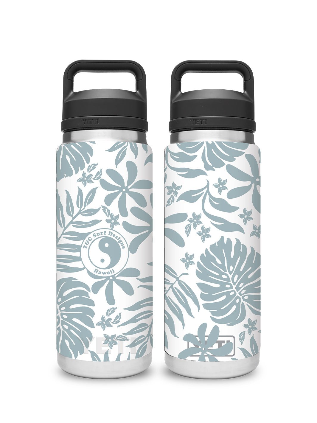 T&C Surf Designs T&C Surf 26 oz Retro Tropical Rambler Yeti Bottle with Chug Cap, White