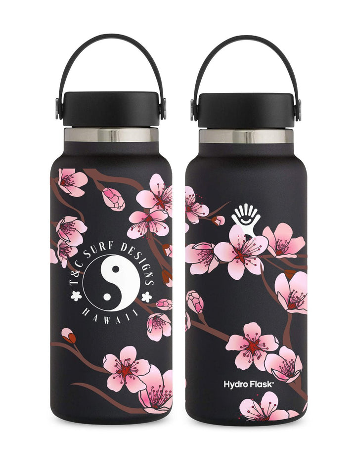 T&C Surf Designs T&C Surf 32 oz Cherry Bloom Hydro Flask, Black