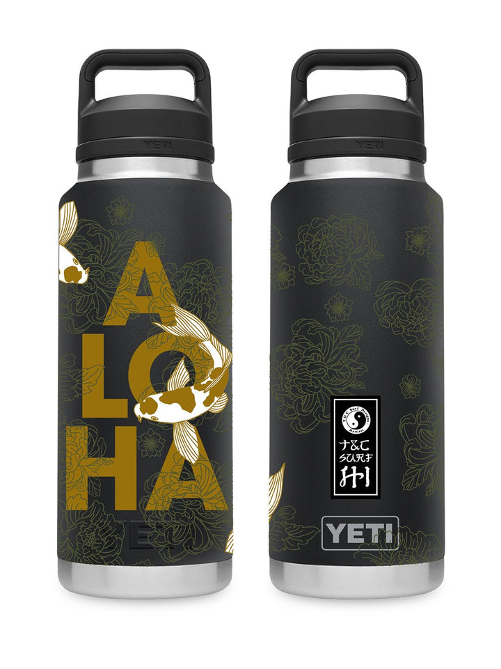 T&C Surf Designs T&C Surf 36 oz Koiloha Rambler Yeti Bottle with Chug Cap, Black
