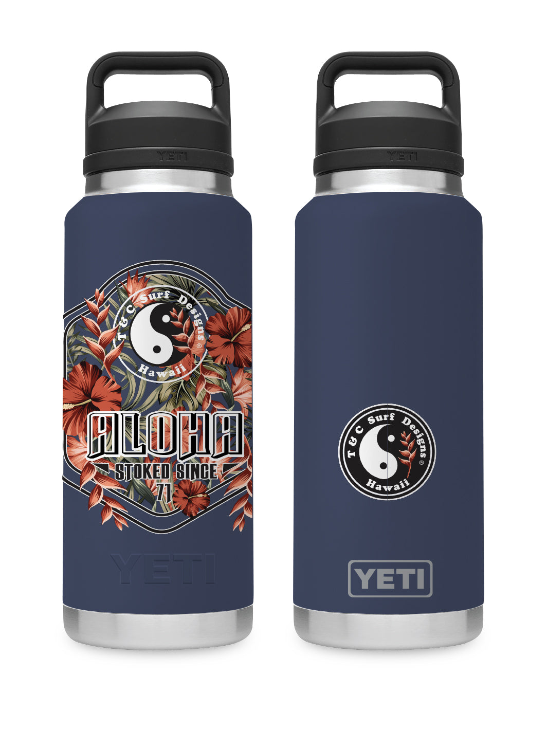 T&C Surf Designs T&C Surf 36 oz Fresh Cut Rambler Yeti Bottle with Chug Cap, Navy