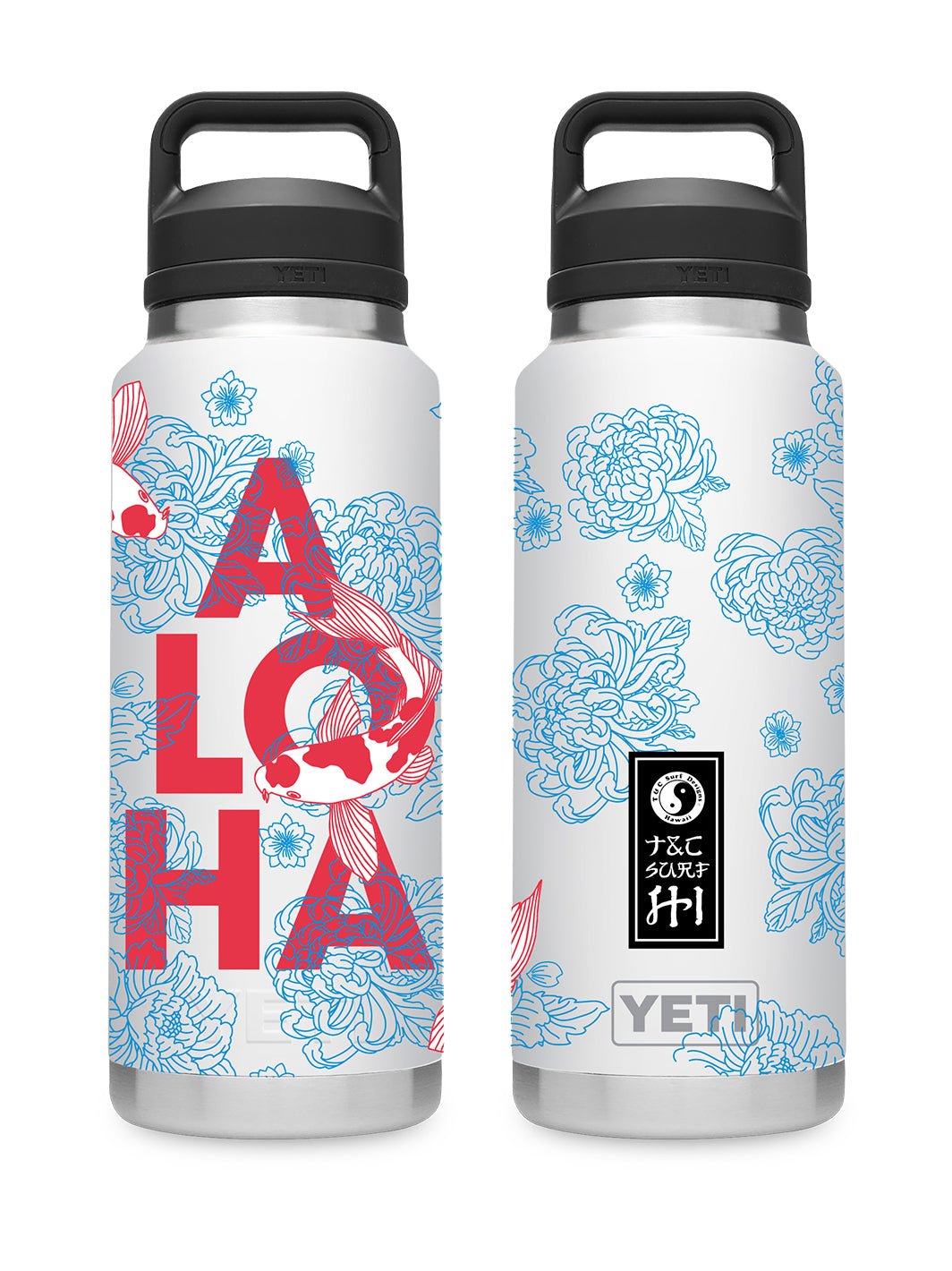 T&C Surf Designs T&C Surf 36 oz Koiloha Rambler Yeti Bottle with Chug Cap, White
