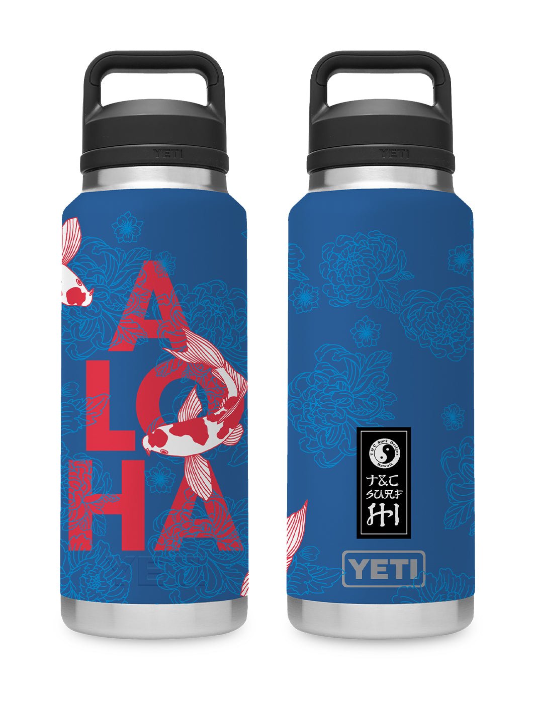 T&C Surf Designs T&C Surf 36 oz Koiloha Rambler Yeti Bottle with Chug Cap, Big Wave Blue