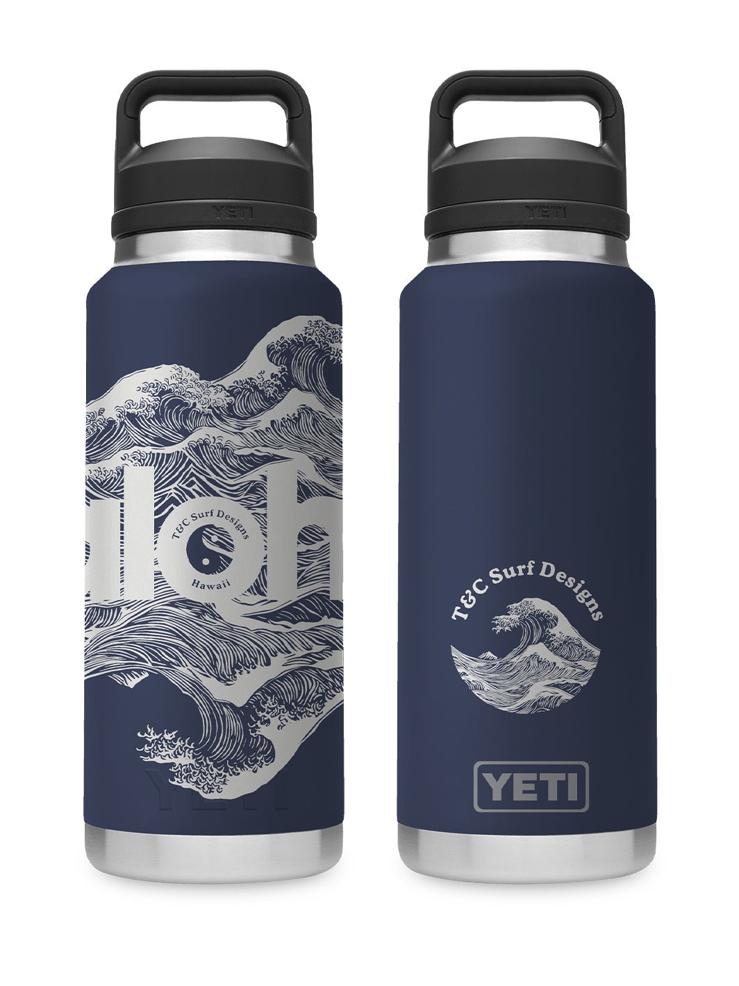 T&C Surf 36 oz Aloha Waves Rambler Yeti Bottle with Chug Cap – T&C