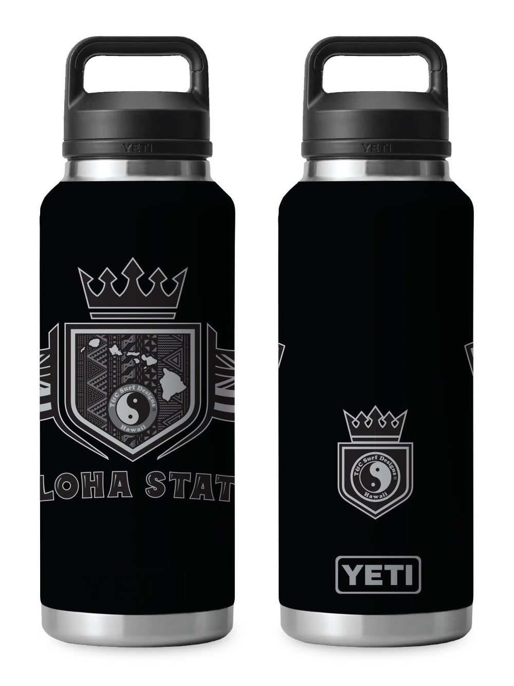 T&C Surf Designs T&C Surf 46 oz Flagged Tapa Rambler Yeti Bottle with Chug Cap, Black