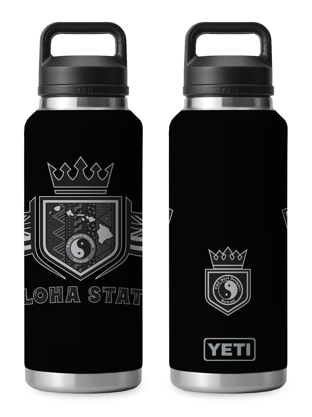 T&C Surf Designs T&C Surf 46 oz Flagged Tapa Rambler Yeti Bottle with Chug Cap, Black