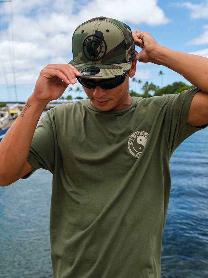 T&C Surf Designs Raised Logo New Era Snapback Cap, Camo