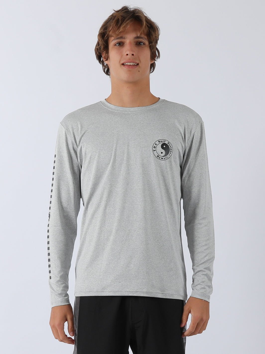 T-shirt Manches Longues Nauset Surf Pour Ado - Gris Chiné, Coton, Taille YXL