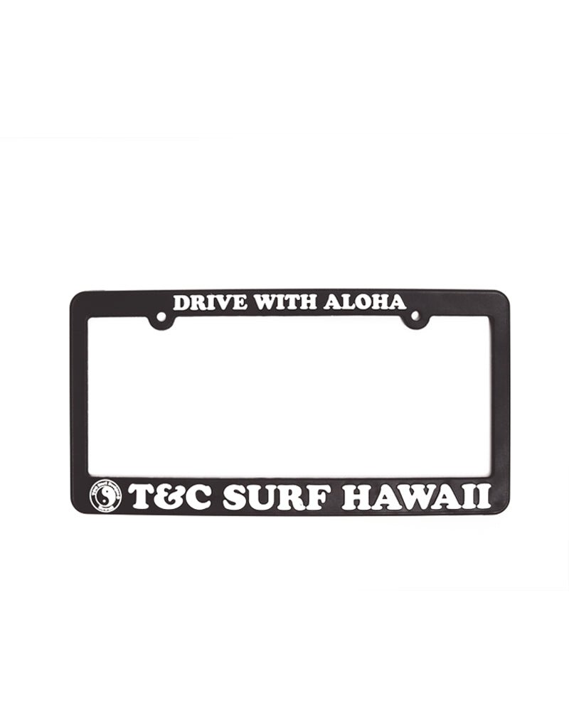 T&C Surf Designs Drive with Aloha License Plate, Black