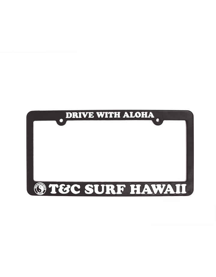 T&C Surf Designs Drive with Aloha License Plate, Black