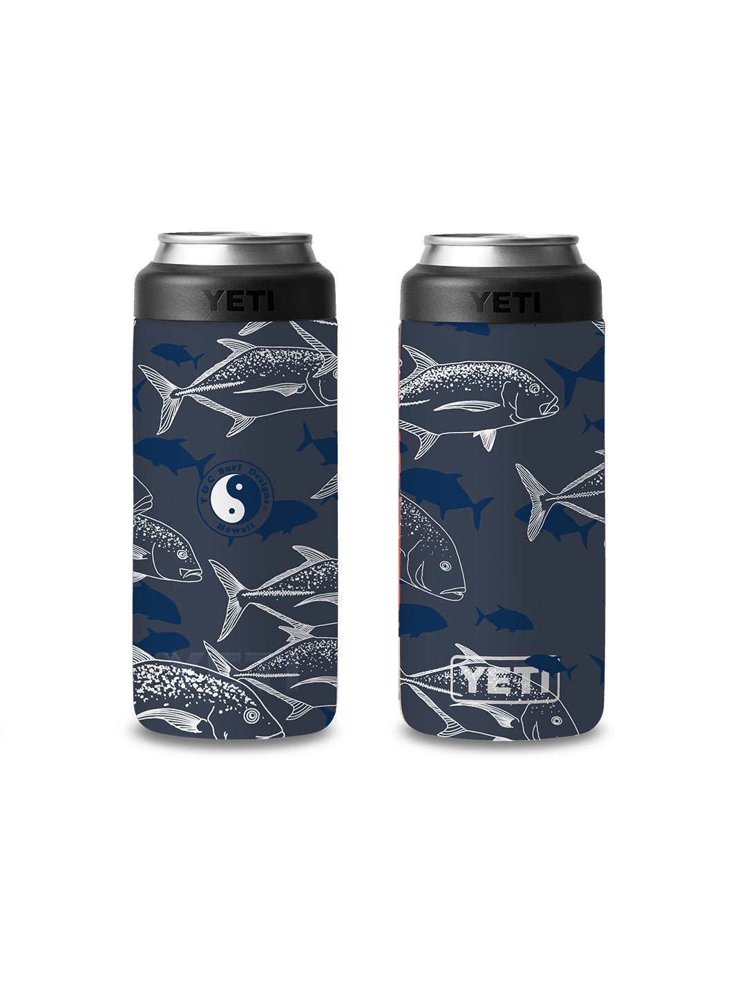 T&C Surf Designs T&C Surf 12 oz Ulua Flow Colster Slim Can Insulator Yeti, Navy