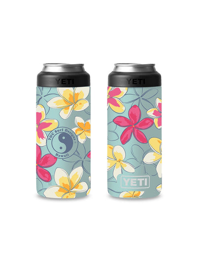 T&C Surf Designs T&C Surf 12 oz Pua Melia Colster Slim Can Insulator Yeti, Seafoam