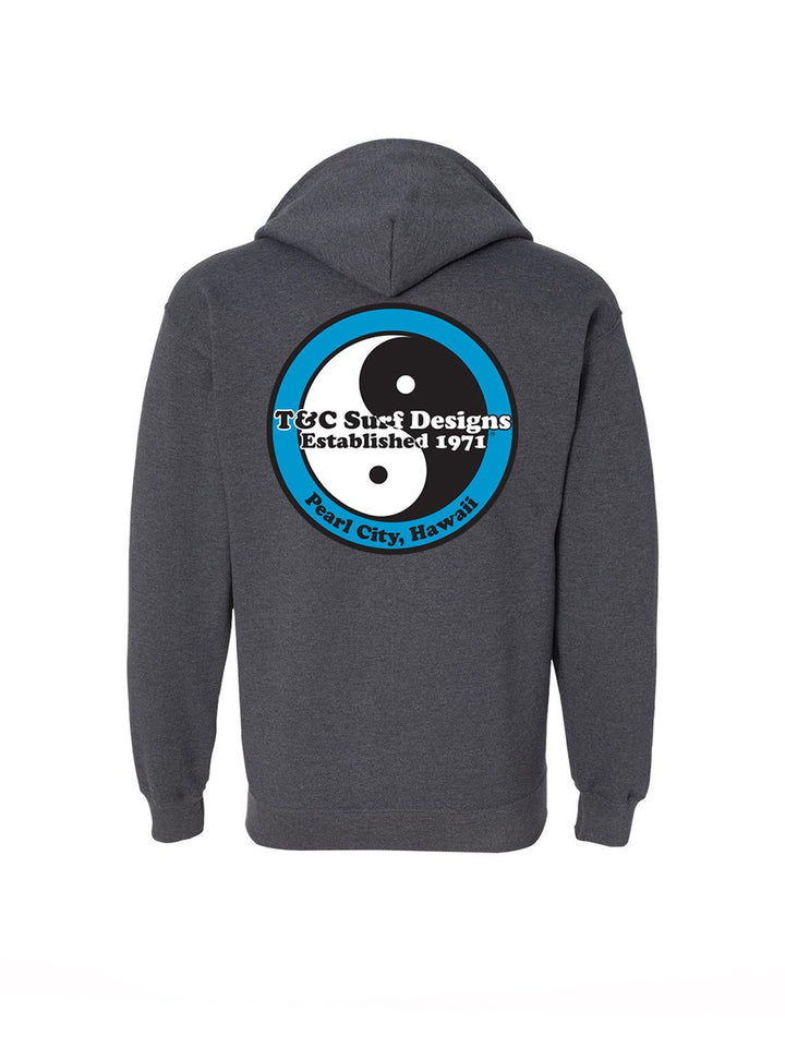 T&C Surf Designs Standard Neon Zip Hoodie, Dark Heather Blue / S