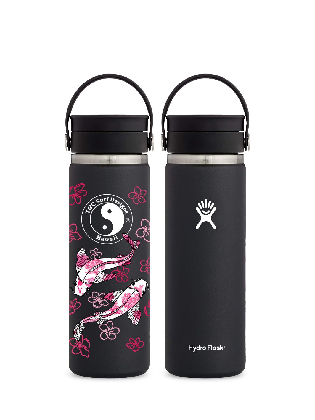 T&C Surf Designs T&C Surf 20 oz Sakura Koi Hydro Flask, Black