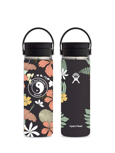 T&C Surf Designs T&C Surf 20 oz Floral Border Hydro Flask, Black