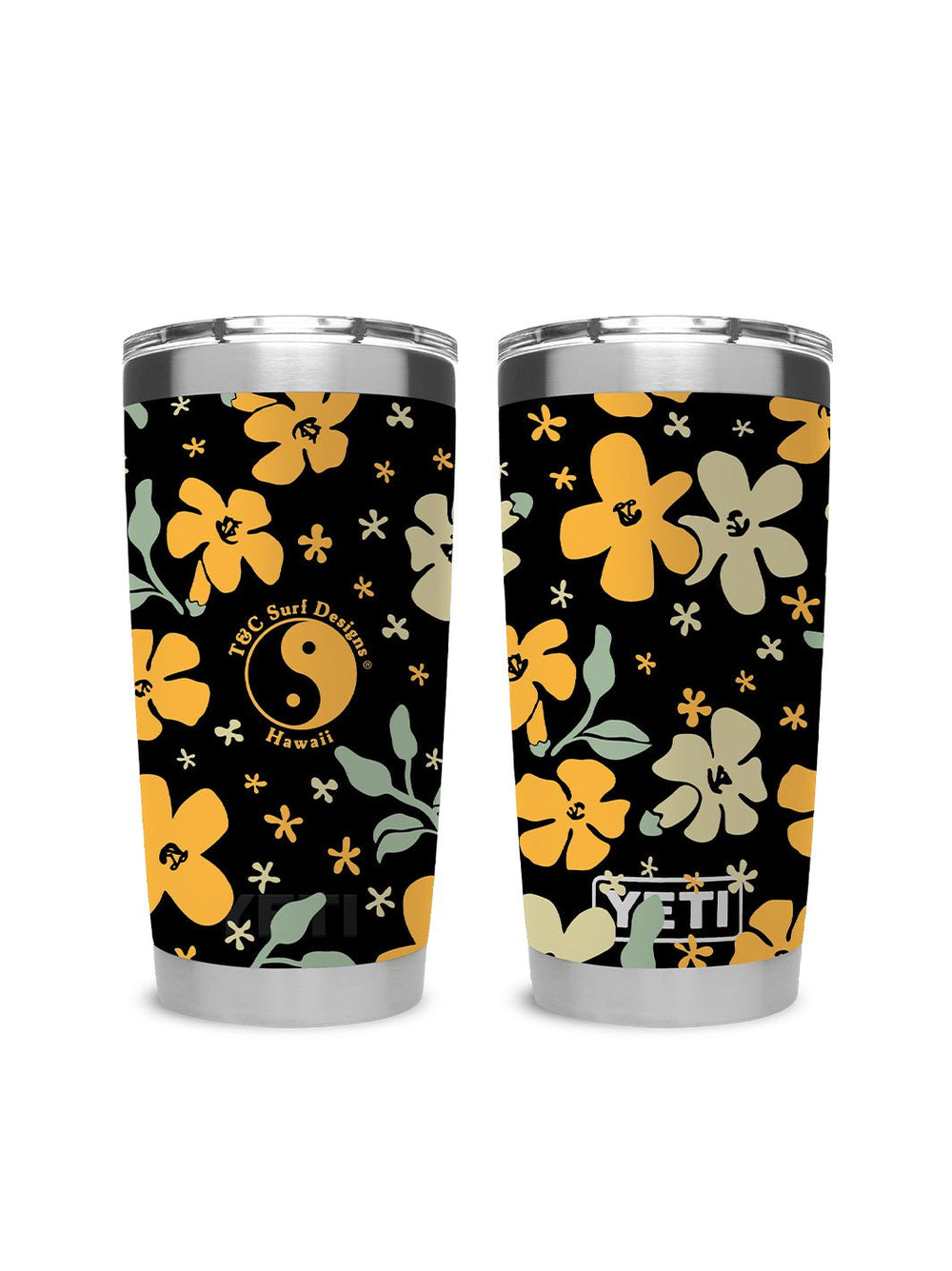 T&C Surf Designs T&C Surf 20 oz Puakenikeni Blossom Tumbler Yeti, Black