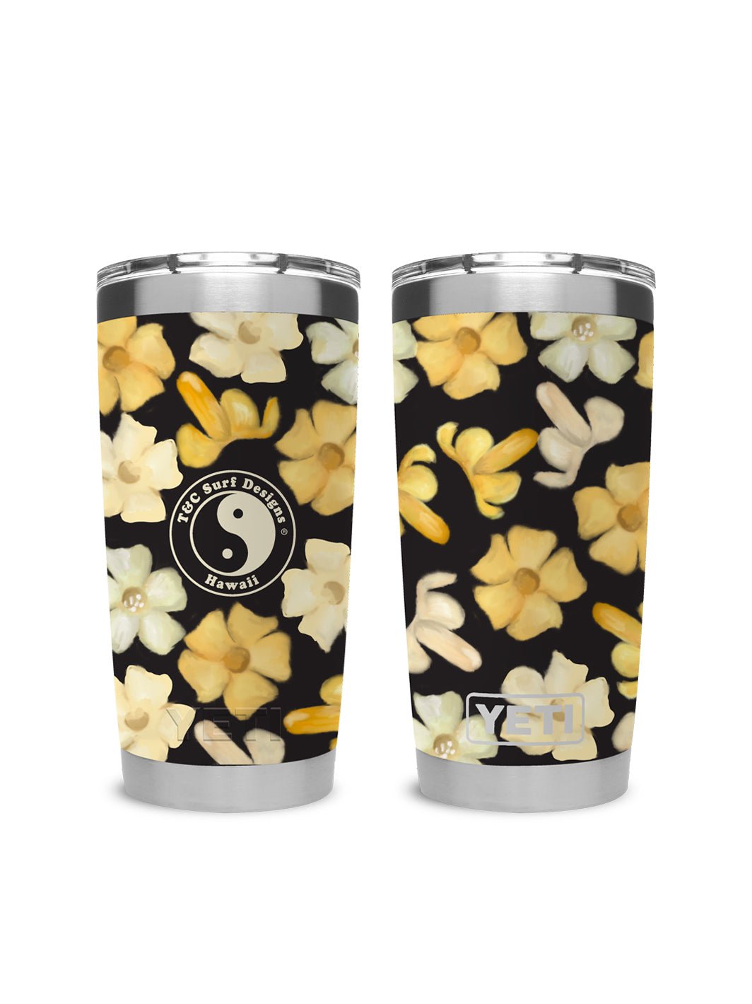 T&C Surf Designs T&C Surf 20 oz Puakenikeni Paint Tumbler Yeti, Black