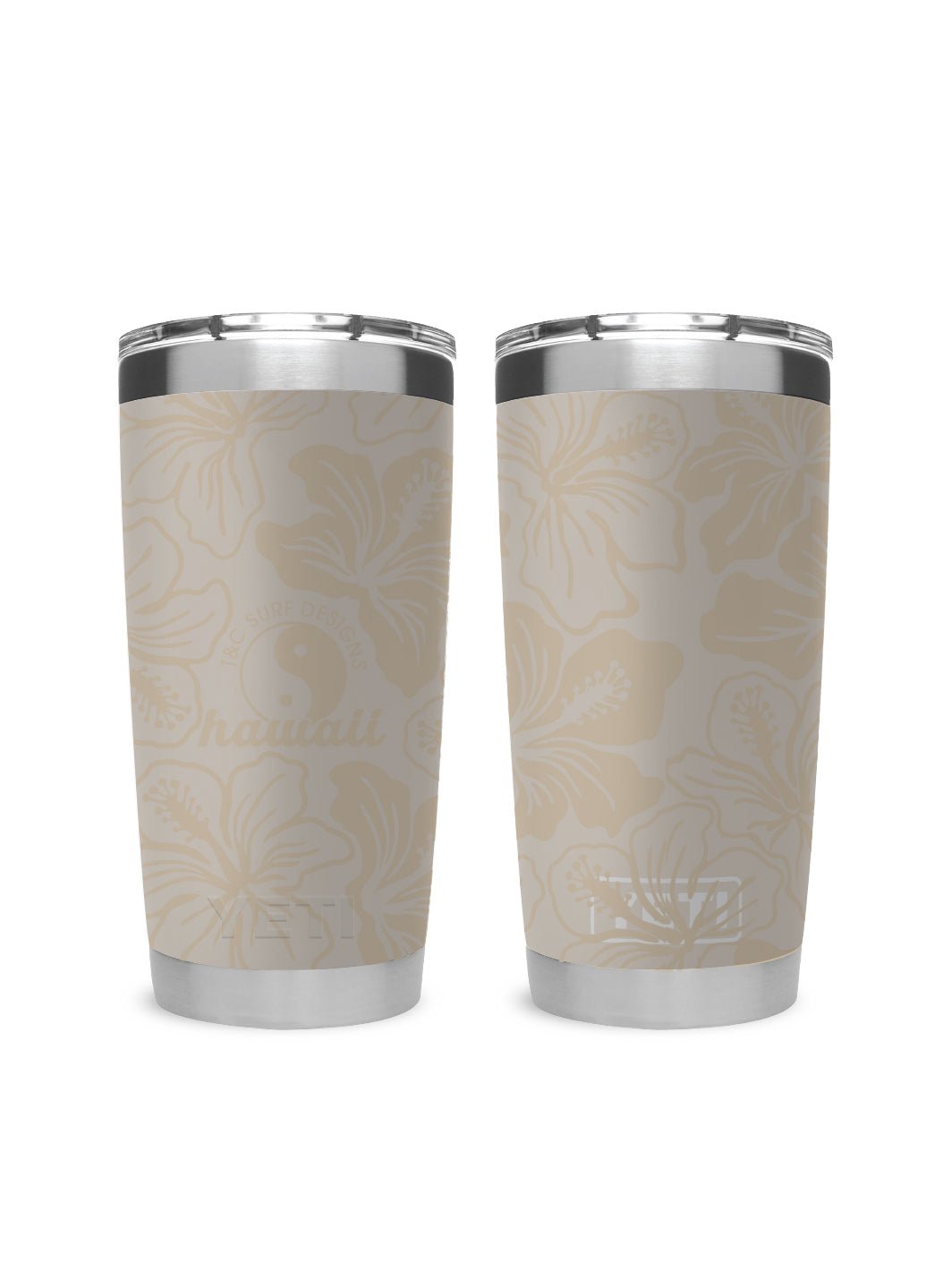 T&C Surf Designs T&C Surf 20 oz Vintage Floral Band Tumbler Yeti, Cape Taupe