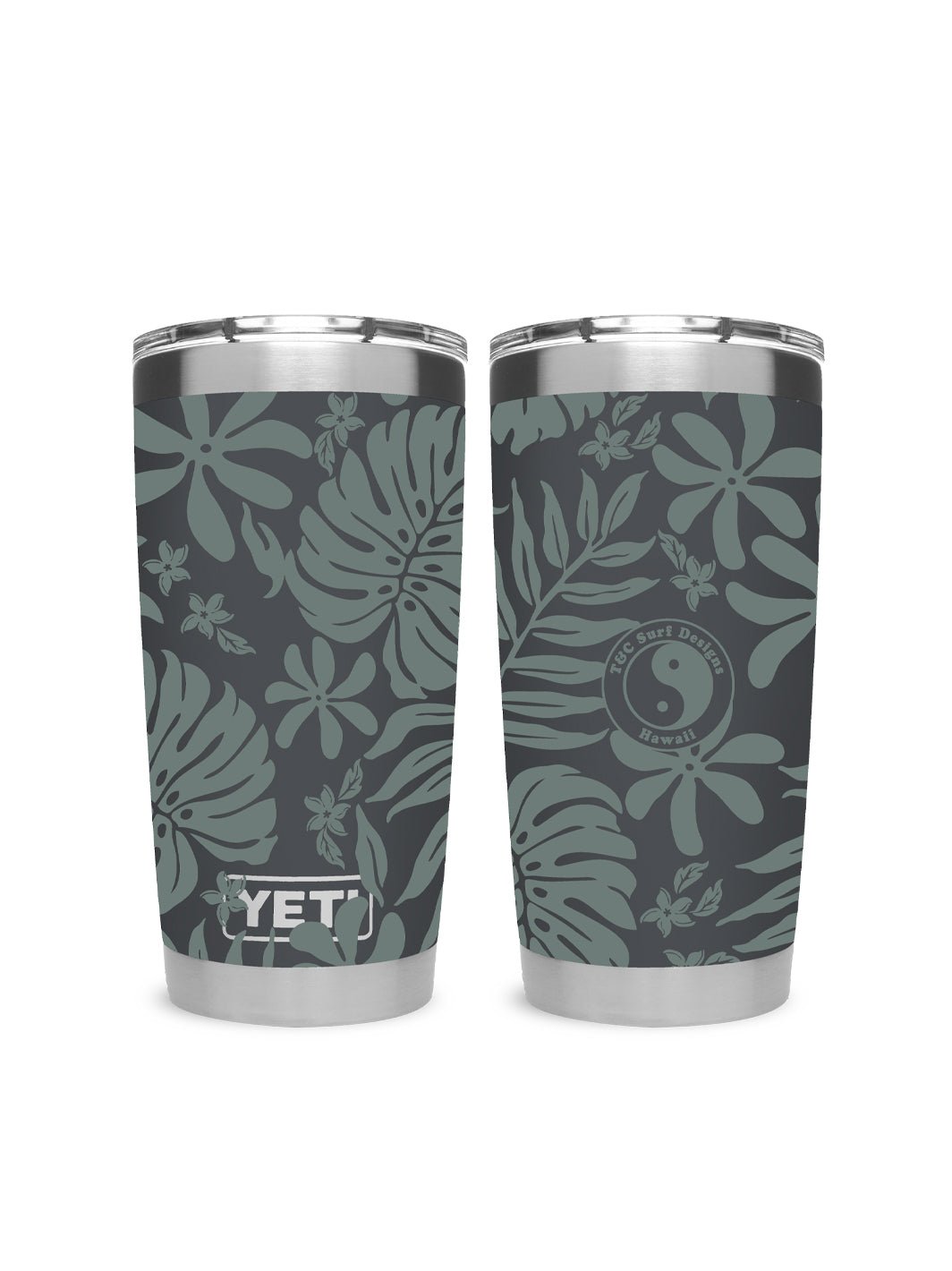 T&C Surf Designs T&C Surf 20 oz Retro Tropical Tumbler Yeti, Charcoal