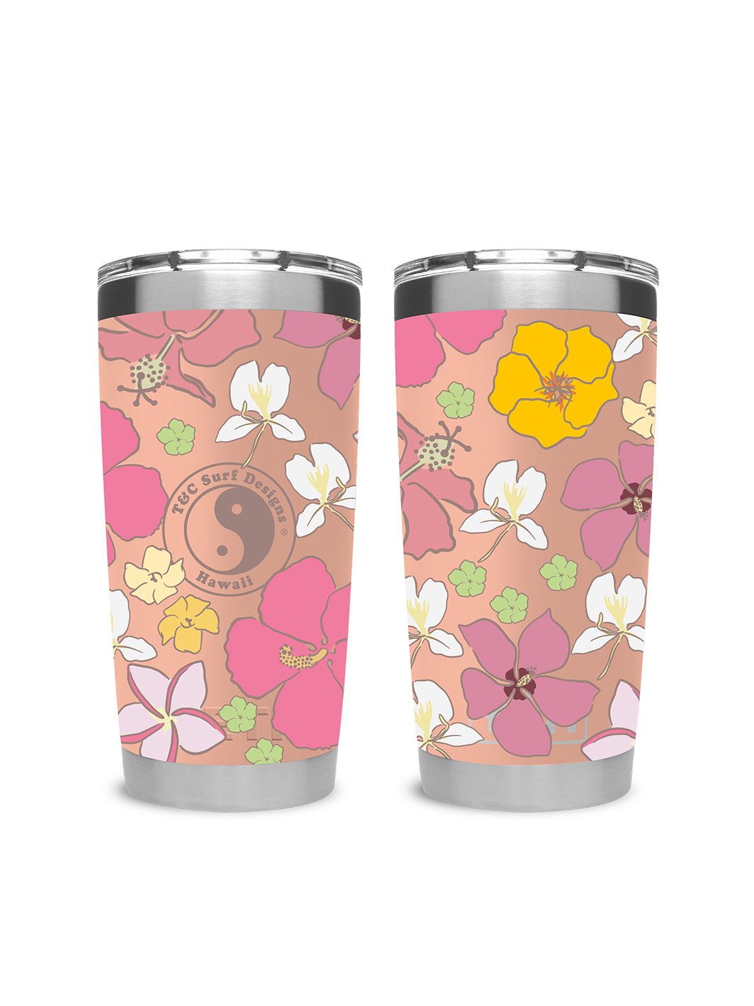 T&C Surf Designs T&C Surf 20 oz Tropical Toss Tumbler Yeti, Peach