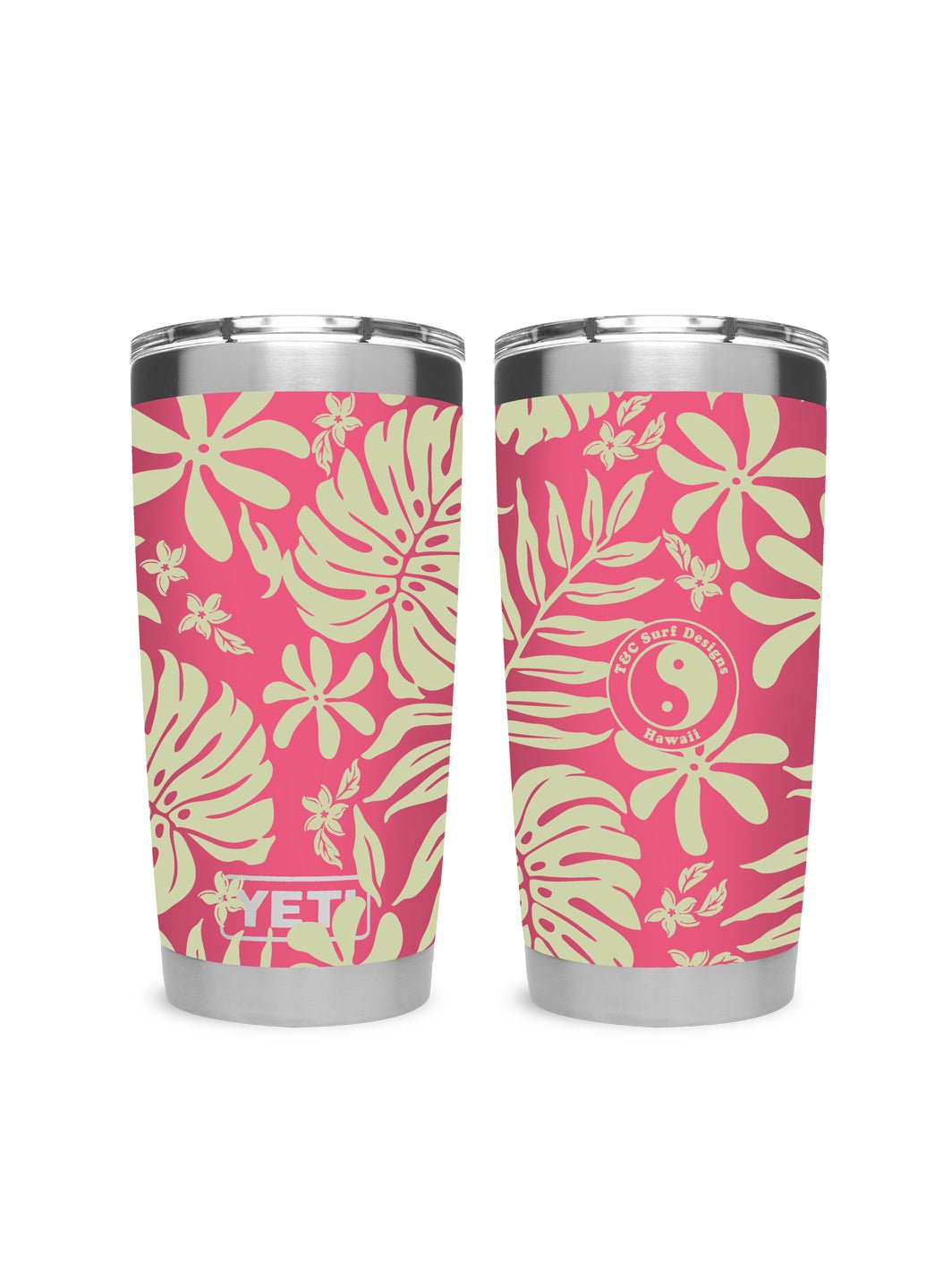 T&C Surf Designs T&C Surf 20 oz Retro Tropical Tumbler Yeti, Tropical Pink