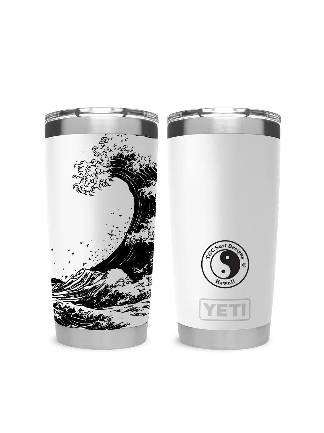 T&C Surf Designs T&C Surf 20 oz Hoku Hou Wave Tumbler Yeti, White