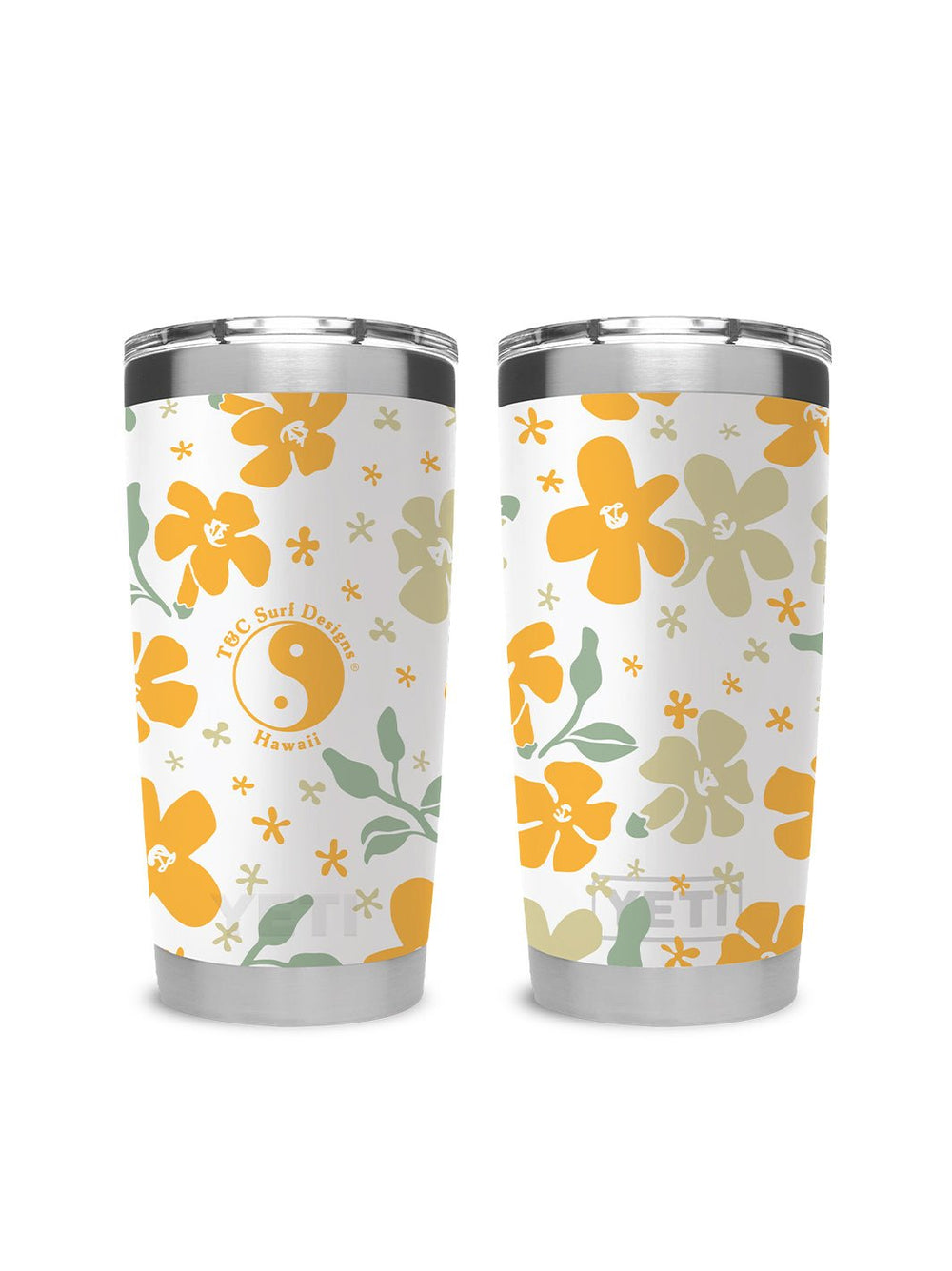 T&C Surf Designs T&C Surf 20 oz Puakenikeni Blossom Tumbler Yeti, White