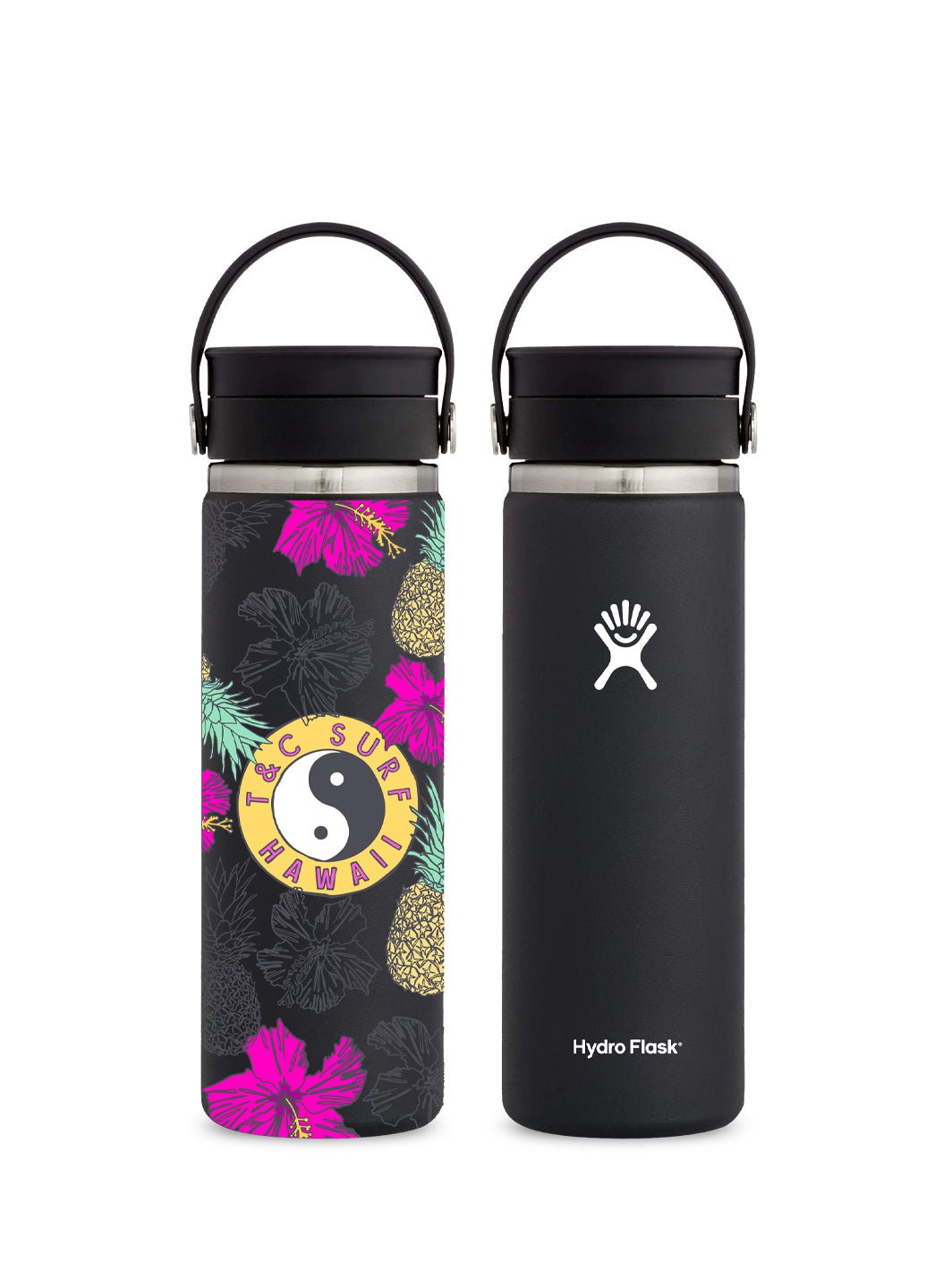 T&C Surf Designs T&C Surf 20 oz Pua Pine Hydro Flask, Black