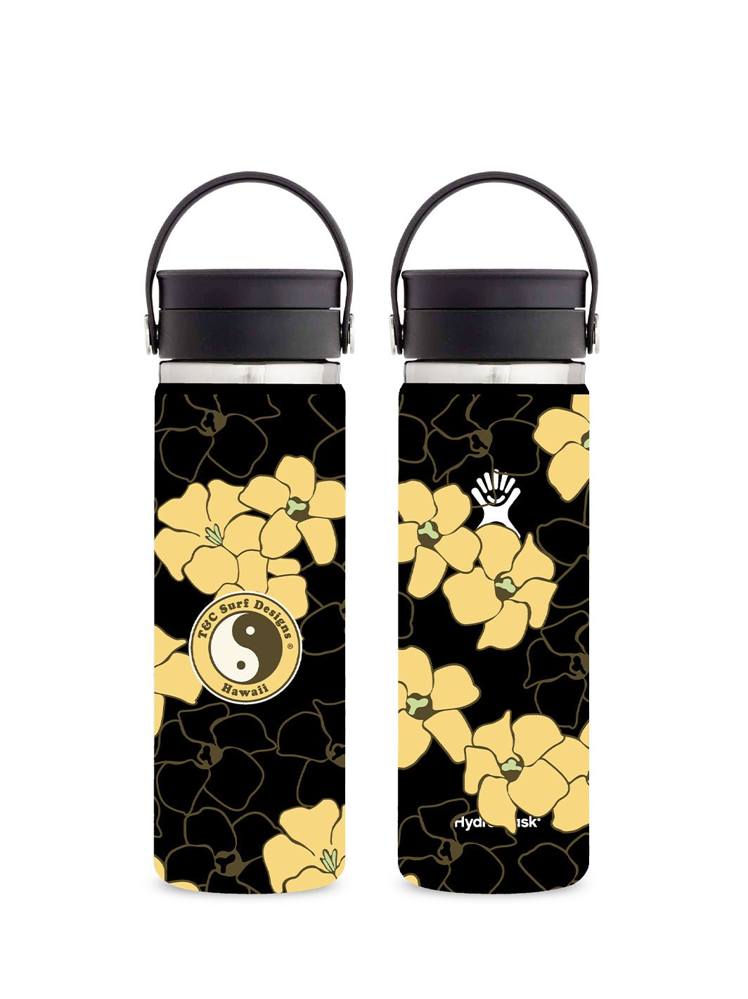 T&C Surf Designs T&C Surf 20 oz All Ova Puakenikeni Hydro Flask, Black