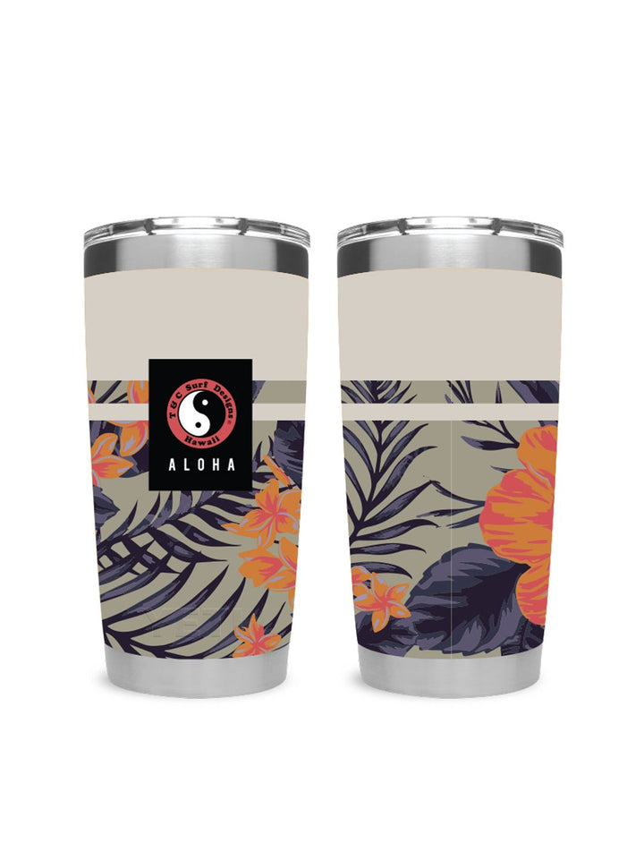 T&C Surf Designs T&C Surf 20 oz Botanic Tumbler Yeti, Cape Taupe