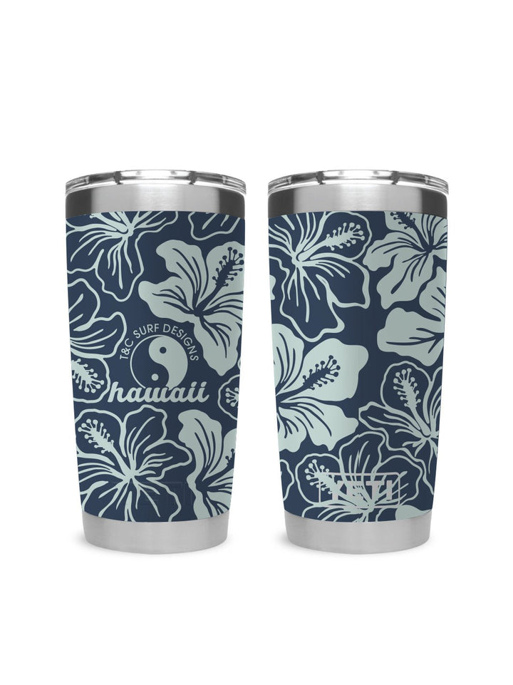 T&C Surf Designs T&C Surf 20 oz Vintage Floral Band Tumbler Yeti, Navy