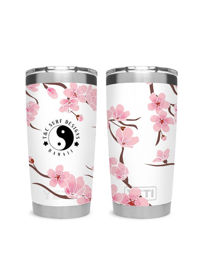 T&C Surf Designs T&C Surf 20 oz Cherry Bloom Tumbler Yeti, White