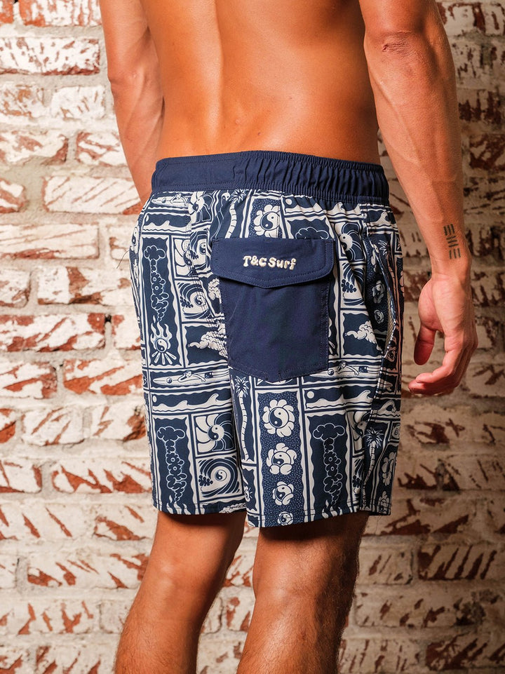 T&C Surf Designs Europe Aloha Elastic 17.5" Beach Short,