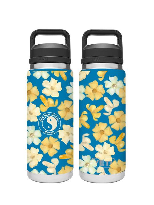 T&C Surf Designs T&C Surf 26 oz Puakenikeni Paint Rambler Yeti Bottle with Chug Cap, Big Wave Blue