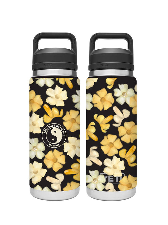 T&C Surf Designs T&C Surf 26 oz Puakenikeni Paint Rambler Yeti Bottle with Chug Cap, Black