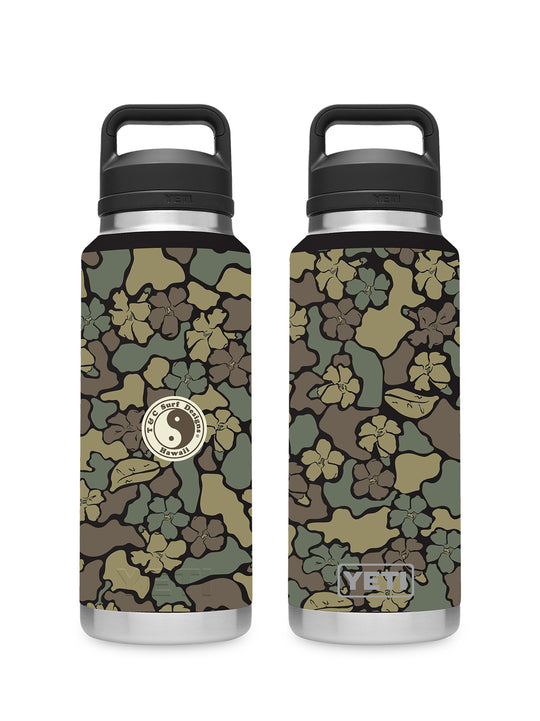 T&C Surf Designs T&C Surf 26 oz Camo Puakenikeni Rambler Yeti Bottle with Chug Cap, Black