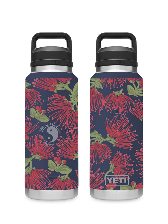 T&C Surf Designs T&C Surf 26 oz Ohia Garden Rambler Yeti Bottle with Chug Cap, Navy