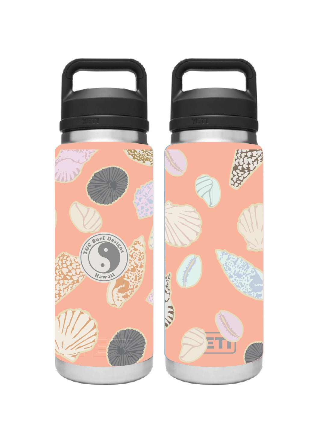 T&C Surf Designs T&C Surf 26 oz Shell Mix Rambler Yeti Bottle with Chug Cap, Peach