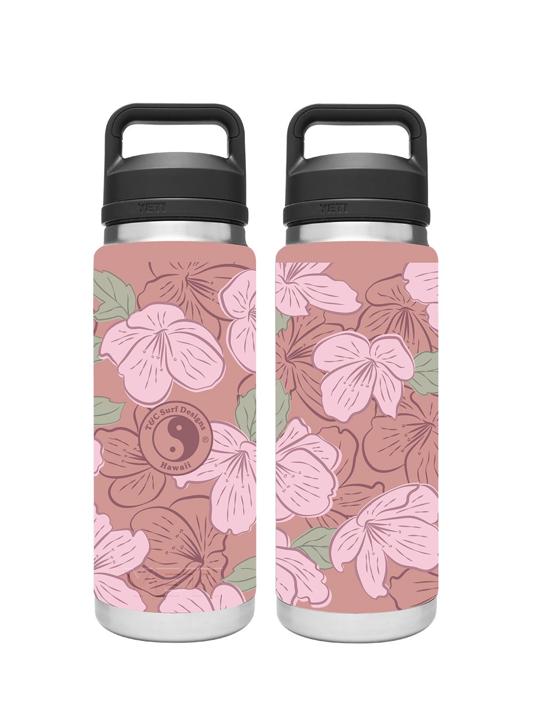 T&C Surf Designs T&C Surf 26 oz Cherreh Blossom Rambler Yeti Bottle with Chug Cap, Sandstone Pink