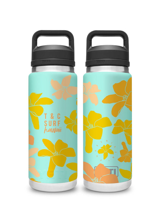 T&C Surf Designs T&C Surf 26 oz Puakenikeni Rambler Yeti Bottle with Chug Cap, Seafoam