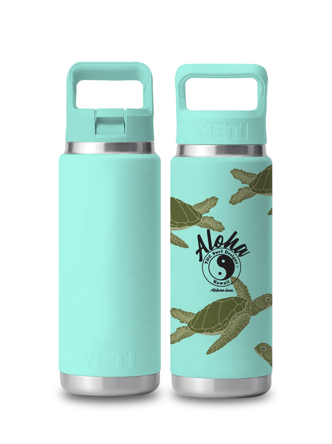 T&C Surf Designs T&C Surf 26 oz Honu Swim Rambler Yeti Bottle with Straw Cap, Seafoam