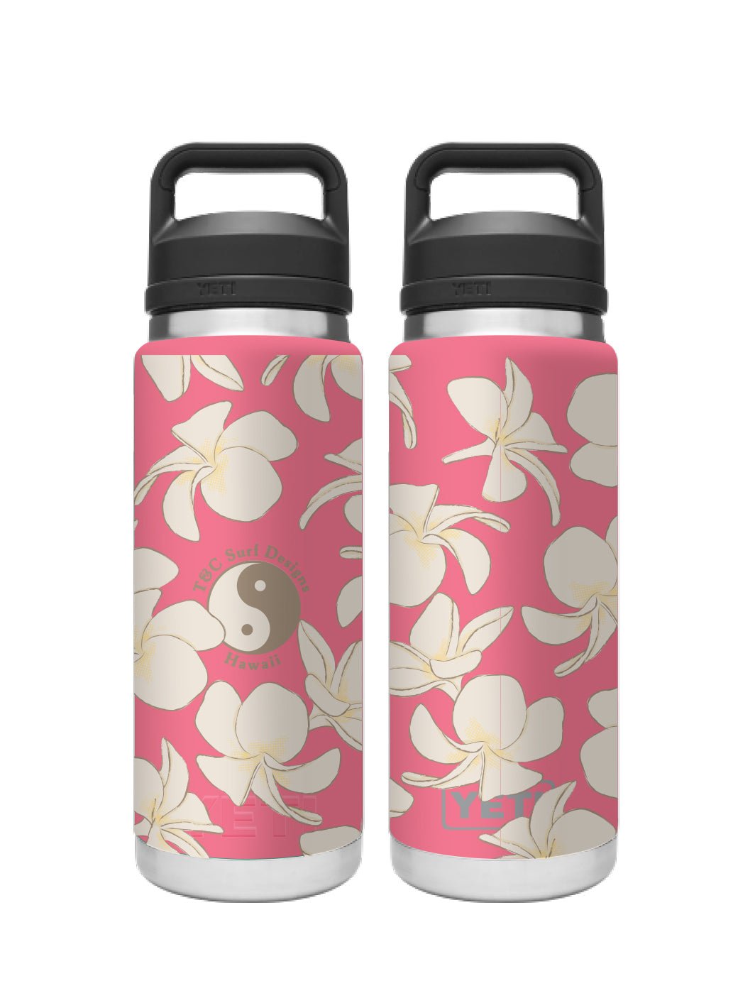 T&C Surf 26 oz Plumeria Logo Rambler Yeti Bottle with Chug Cap - T&C Surf Designs