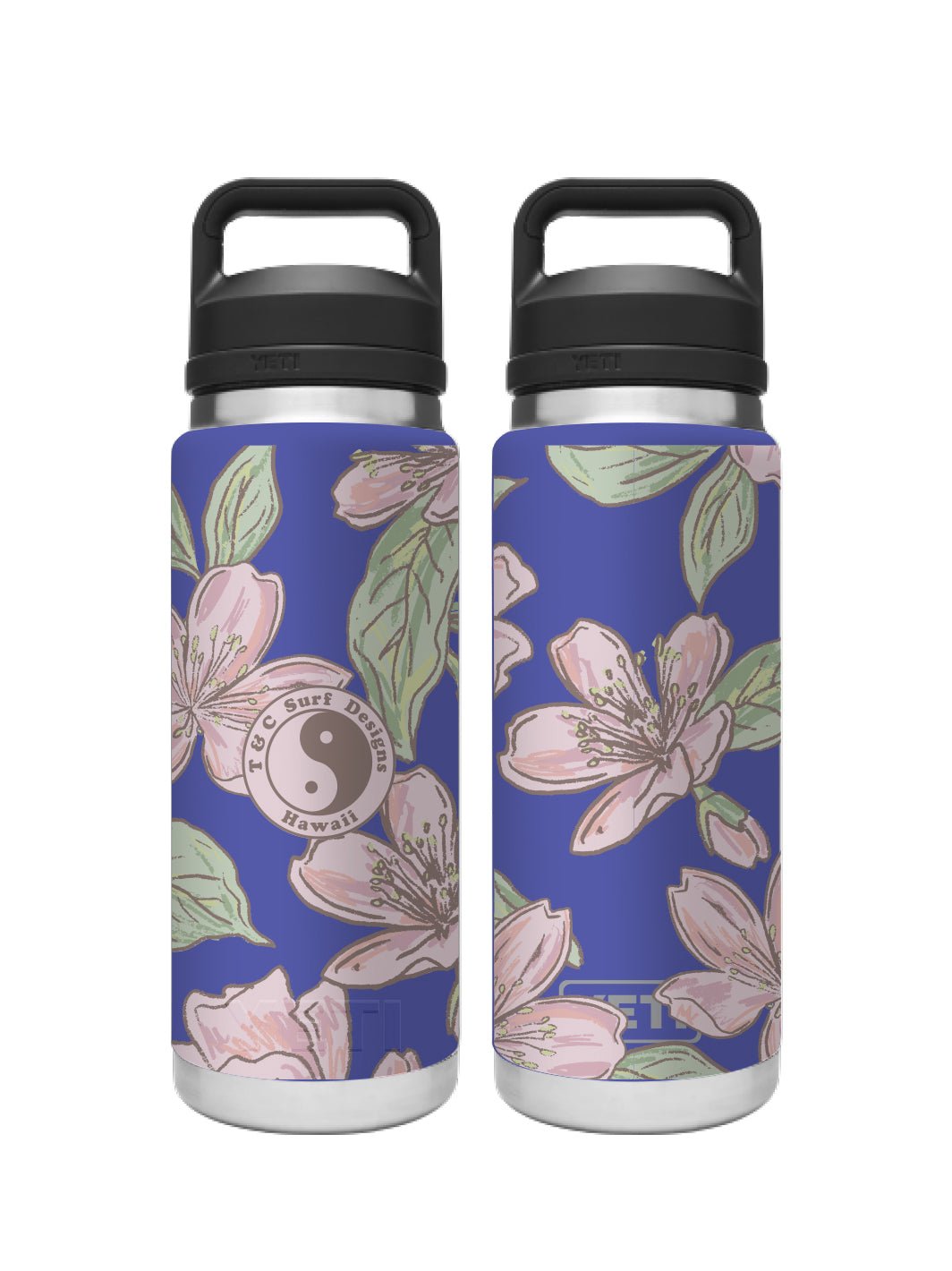 T&C Surf 26 oz Sakura Sketch Rambler Yeti Bottle with Chug Cap - T&C Surf Designs